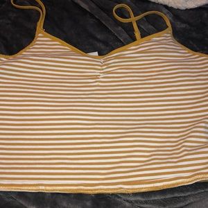 yellow and white striped crop top